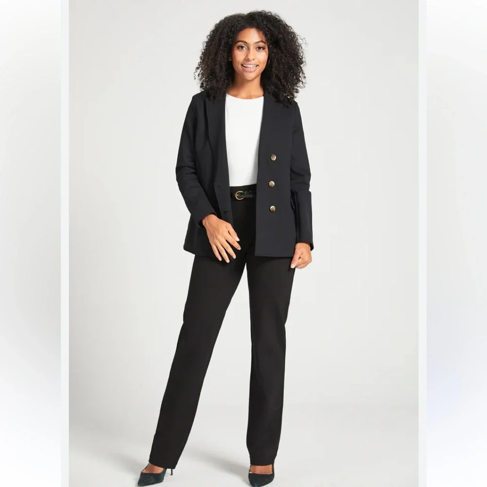 Betabrand Ponte Yoga Work Pants Straight Leg Pockets LP Business Casual Office - Picture 3 of 9